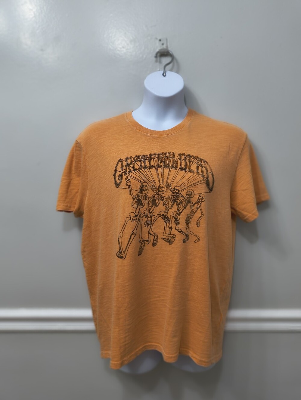 Lucky Brand Grateful Dead Dancing Skeleton Washout Orange Graphic Tee Unisex XL